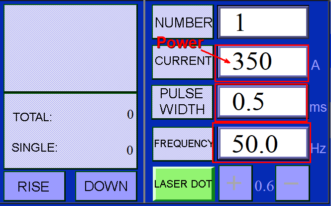 laser power modify